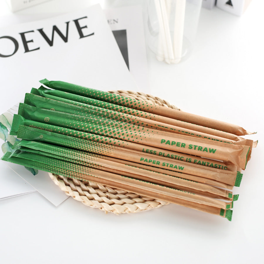 individually wrapped 12mm x 230mm white paper straws
