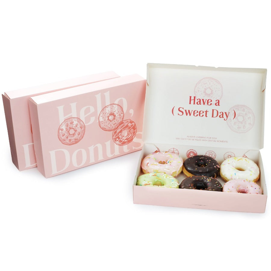 Pink Donut Box With Double-Sized Printing