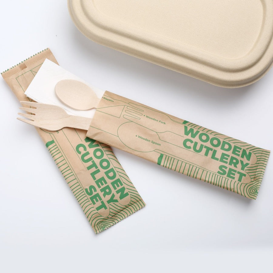 Wooden Cutlery Set with Napkin
