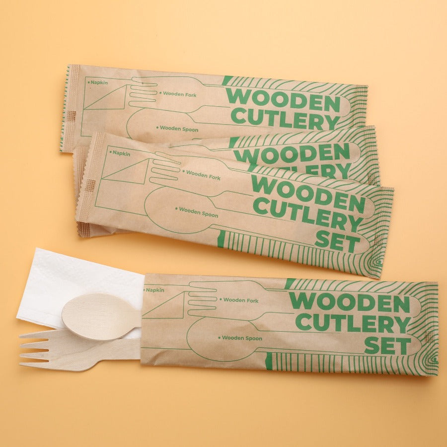 Individually Wooden Cutlery Pack