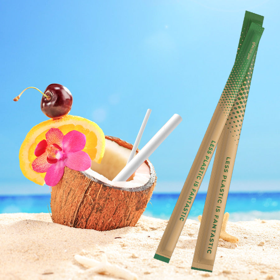 12mm White Paper Smoothie Straws