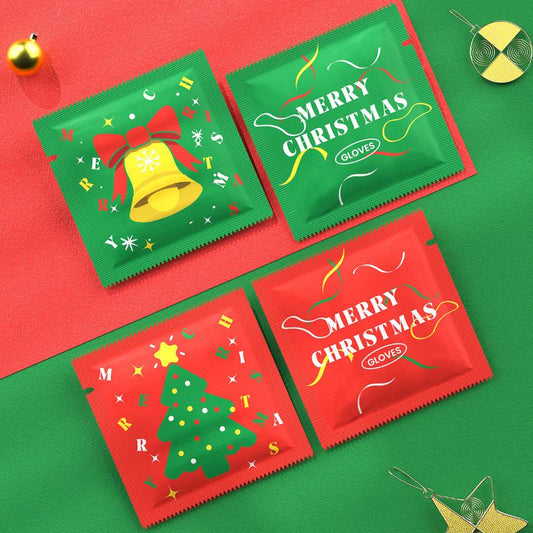Christmas Disposable Gloves - Individually Paper Wrapped