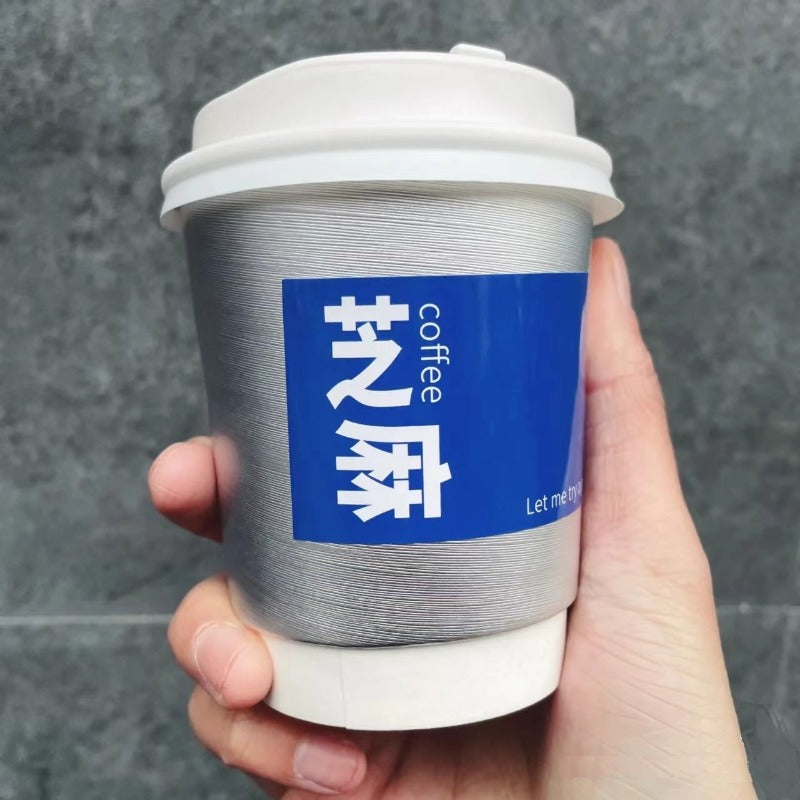 sliver brushed hot coffee cup