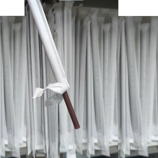 23cm Brown Juice Straw (White Paper Wrapped)- Promotion
