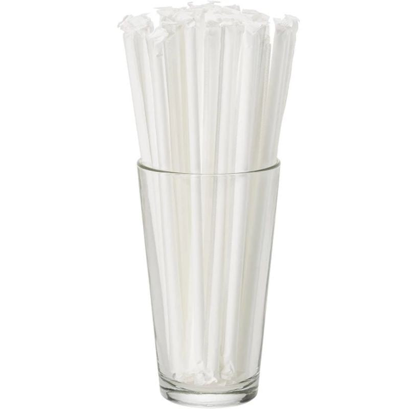 21CM Black/White Bending Juice Straw (White Paper Wrapped)