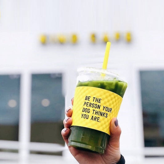 Custom 98mm PET Cup & Yellow Sleeves & Yellow Straw Set