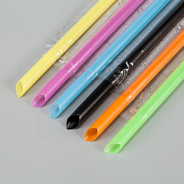 custom color straw with plastic package