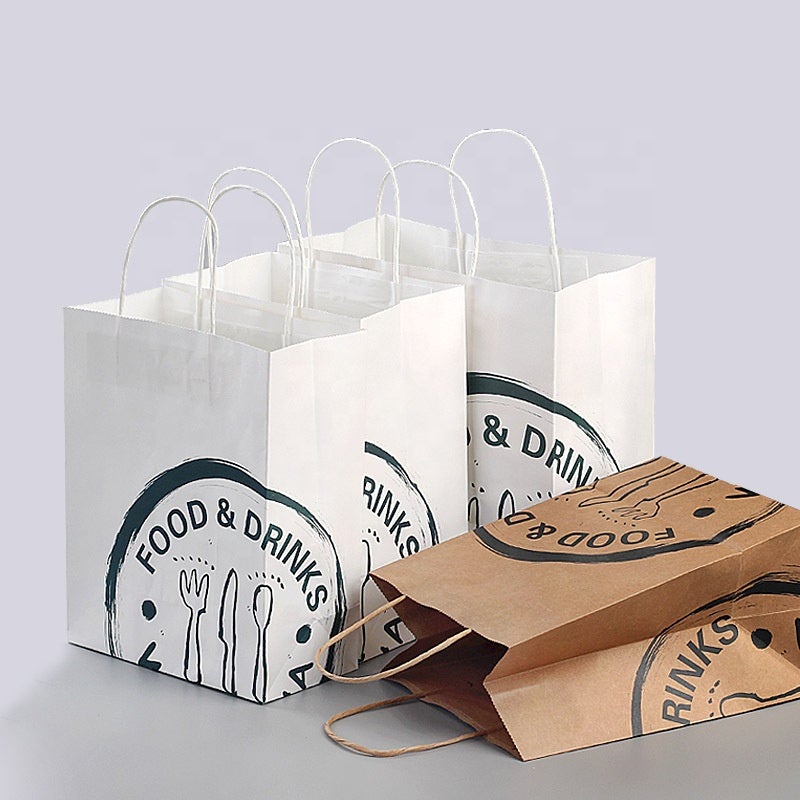 Plain White/Kraft Takeout Paper Bag