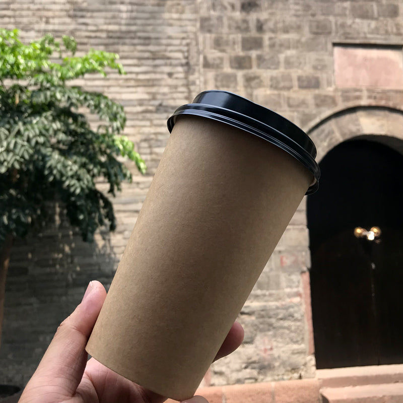 kraft double wall paper cup with lids