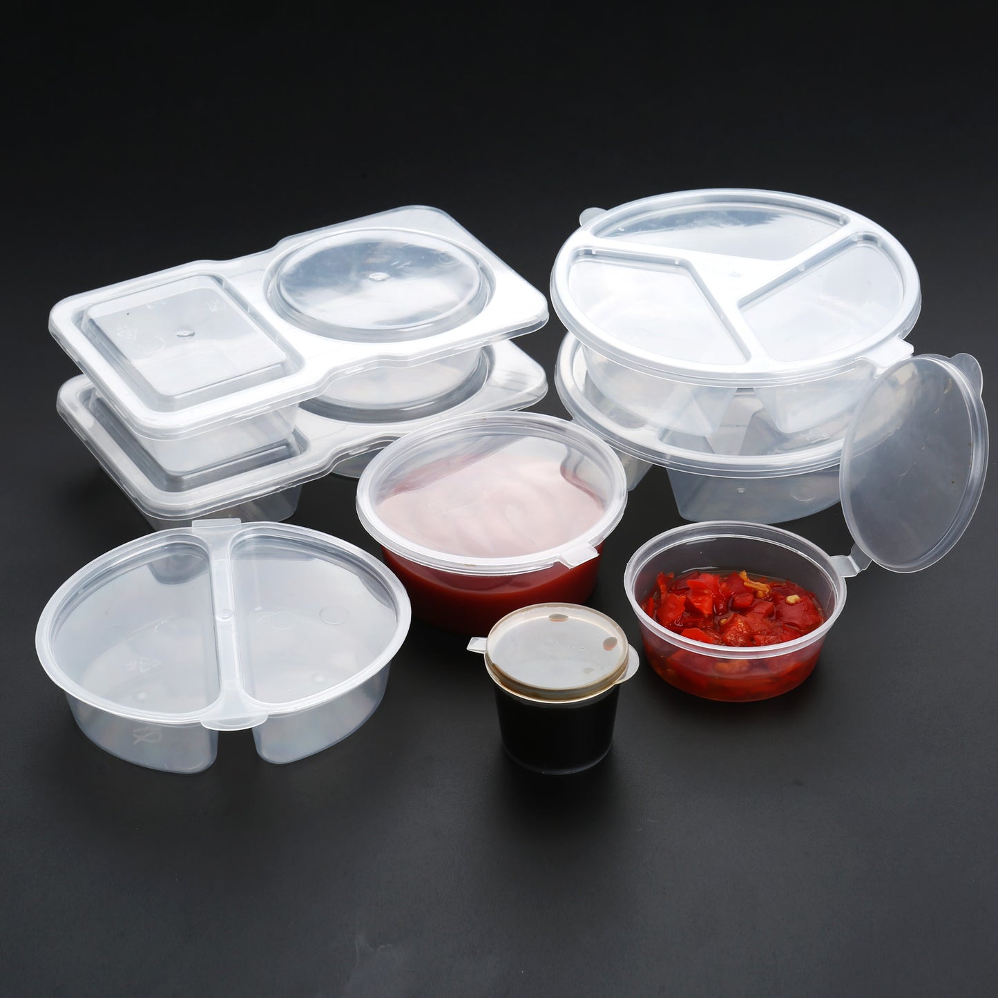 3 Different Shapes PP Sauce Container