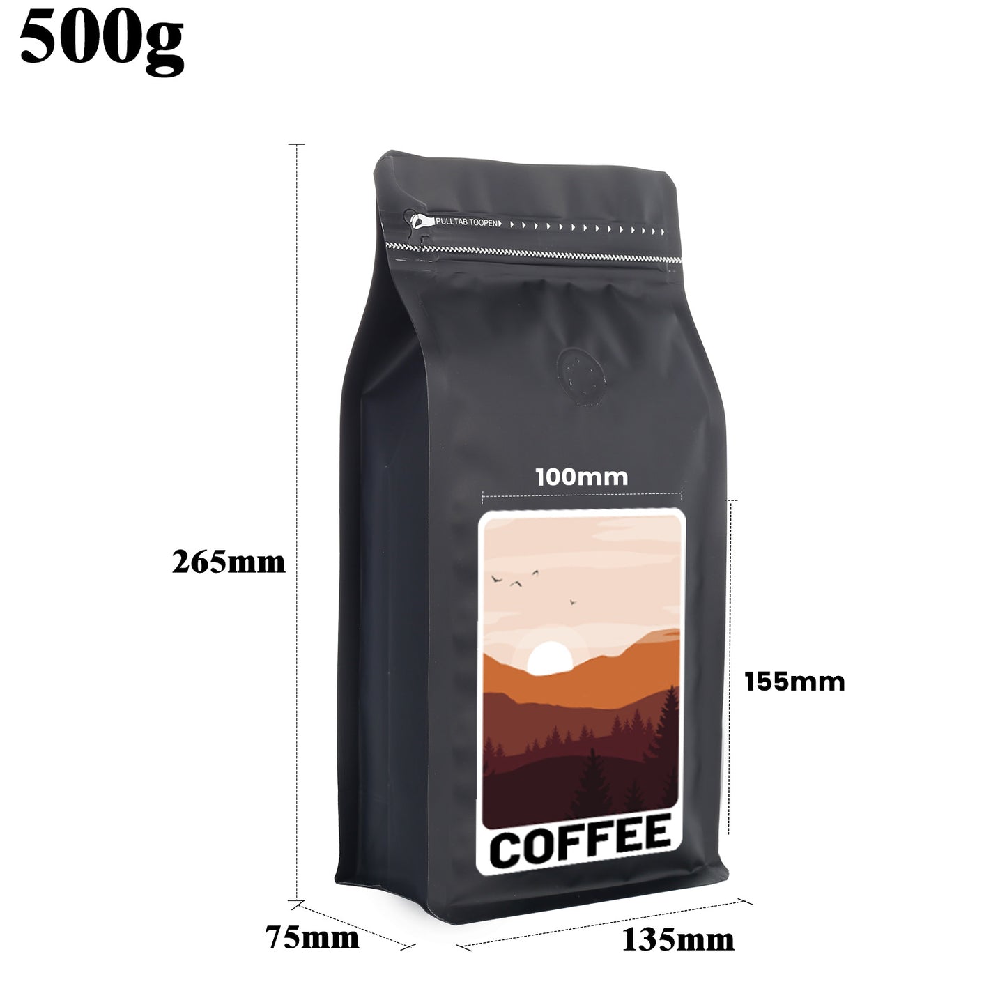 Customized Sticker and Stand Up Coffee Pouch 250/500/1000g