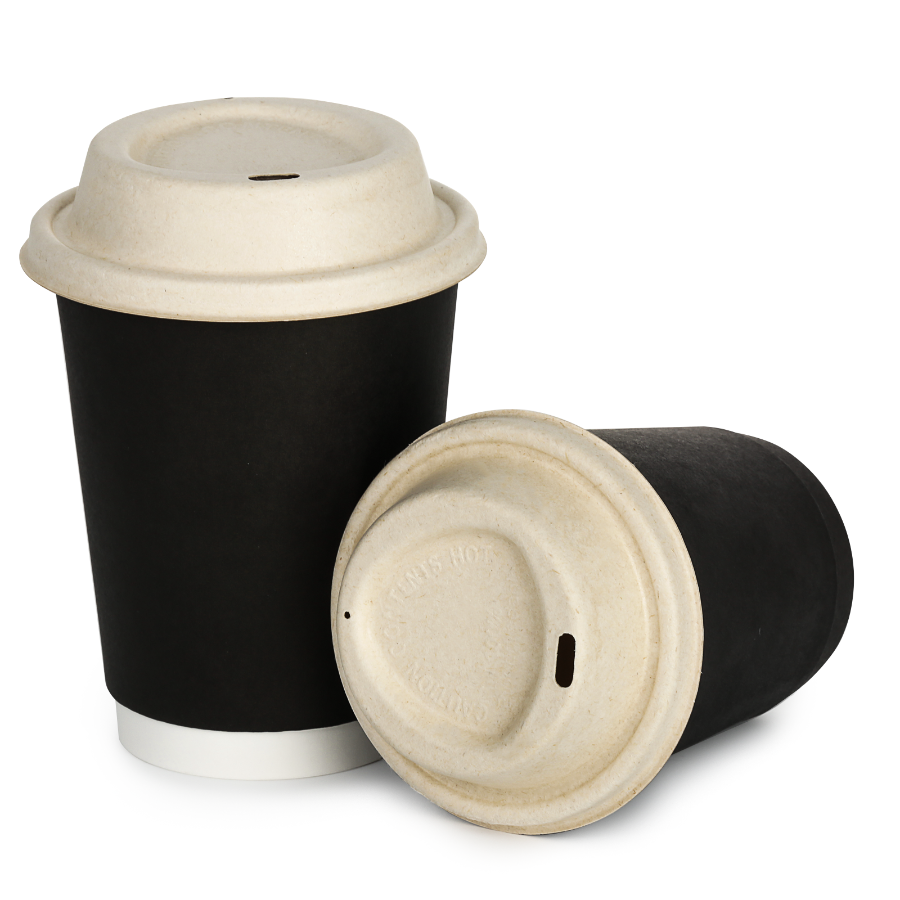 natural sugarcane Lid with black paper cup