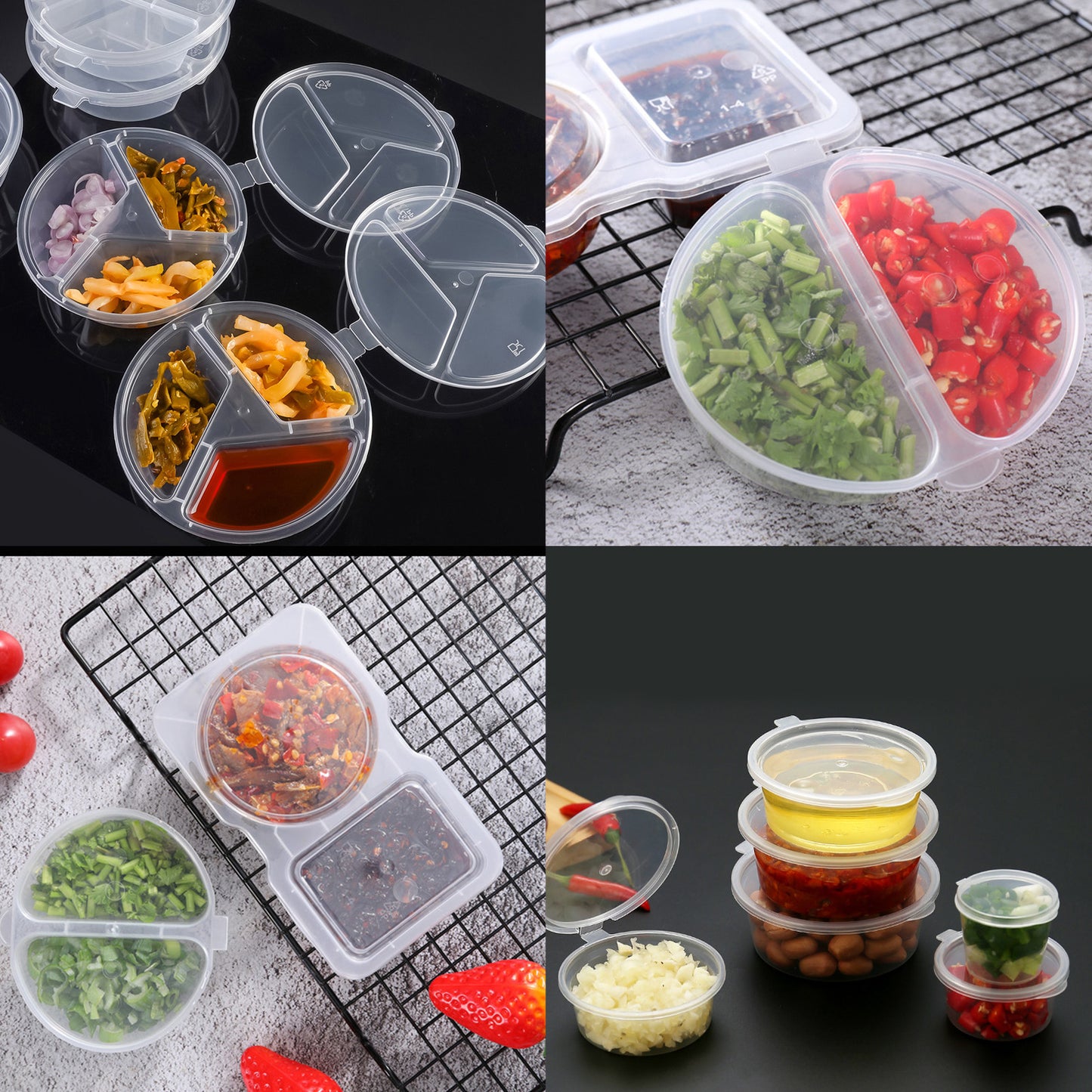 3 Different Shapes PP Sauce Container