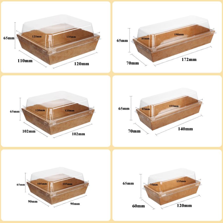 Kraft/White Paper Tray Container with Lid