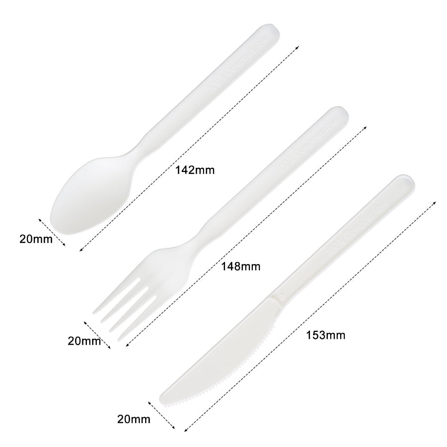 PLA Cutlery -Individual Forks, knives, and spoons