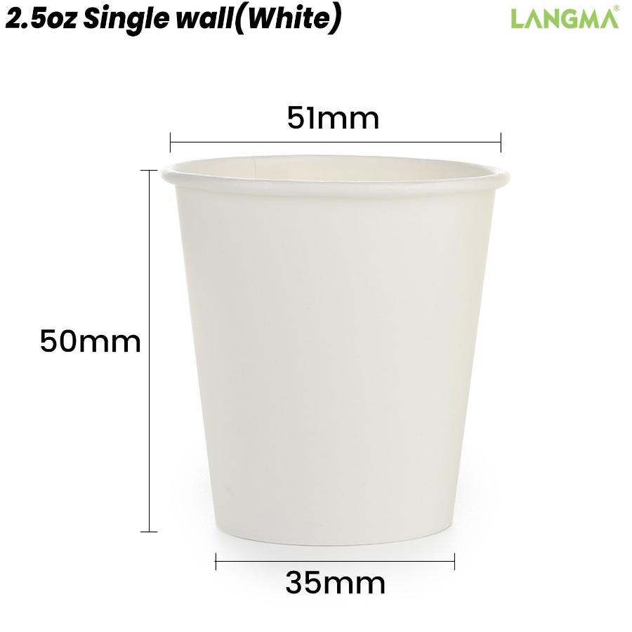 Single Wall White Paper Cups - 2/2.5/3/4oz