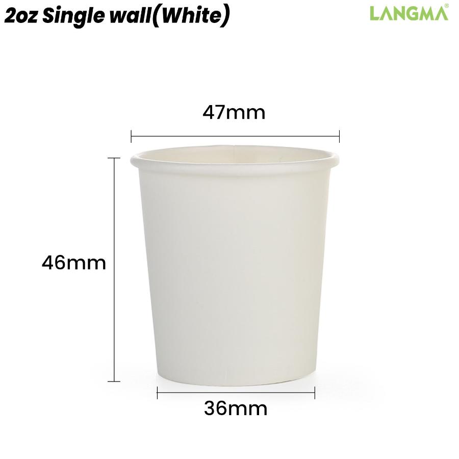 Single Wall White Paper Cups - 2/2.5/3/4oz