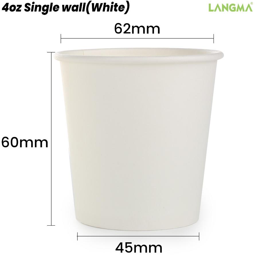 Single Wall White Paper Cups - 2/2.5/3/4oz