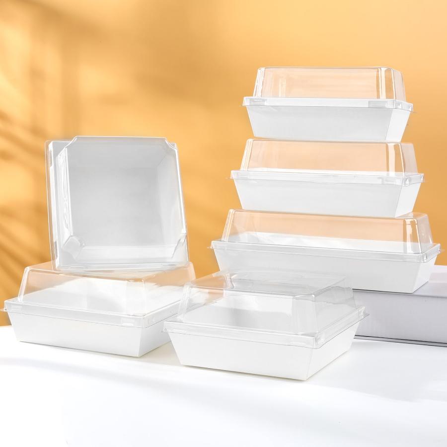 Kraft/White Paper Tray Container with Lid