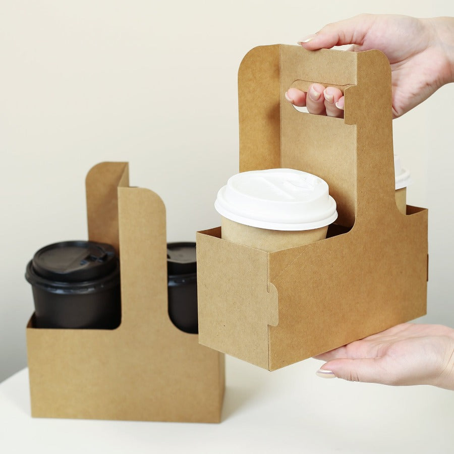 Kraft Coffee Takeout Cup Carrier For 2 Cups – Langma Packaging