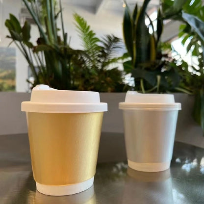 brushed silver gold paper cup