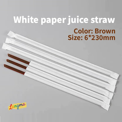 23cm Brown Juice Straw (White Paper Wrapped)- Promotion